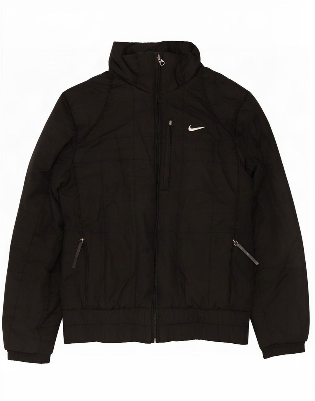 Nike Womens Hooded Padded Jacket UK 10/12 Medium Black Polyester