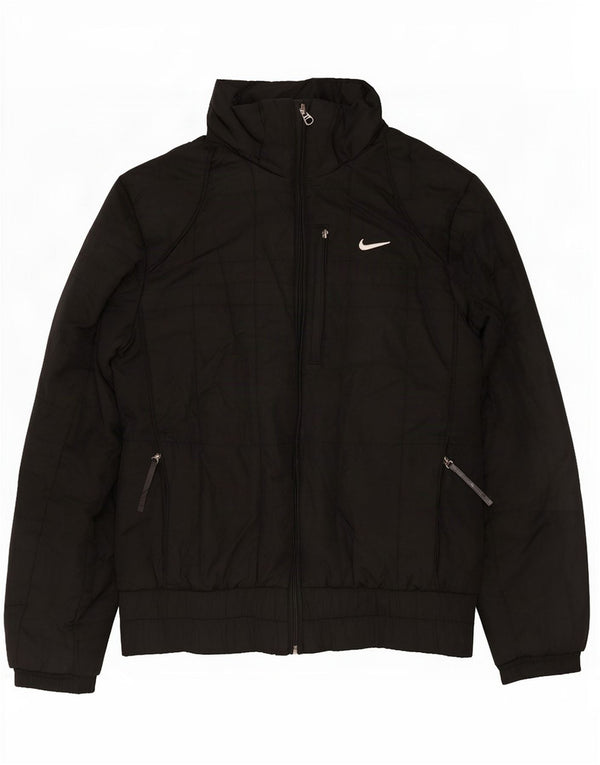 Nike Womens Hooded Padded Jacket UK 10/12 Medium Black Polyester
