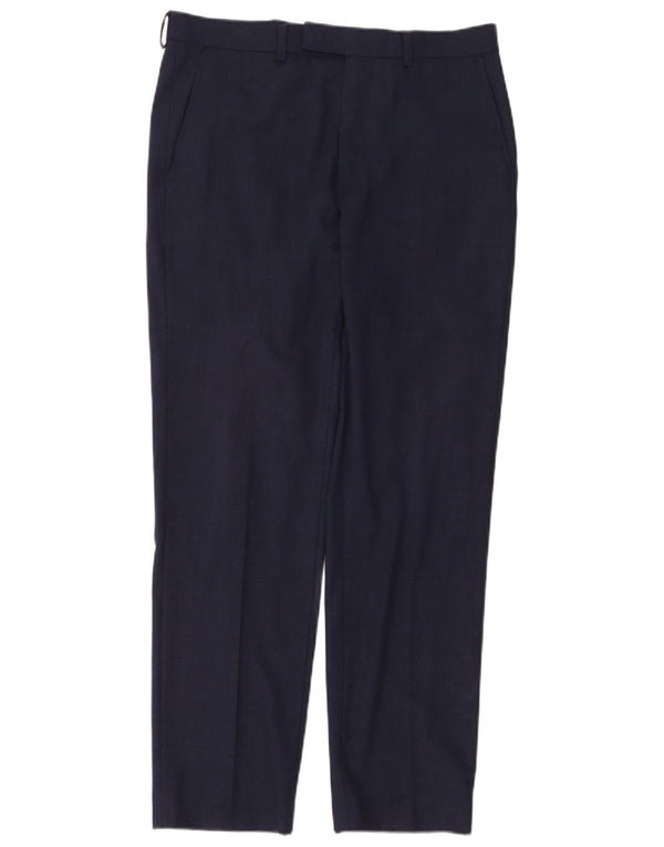 Marks & Spencer Mens Slim Suit Trousers W32 L31 Navy Blue Wool