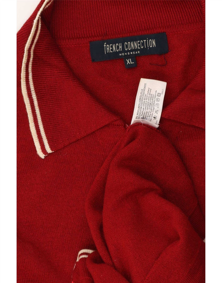 French Connection Mens Cardigan Sweater XL Red Wool