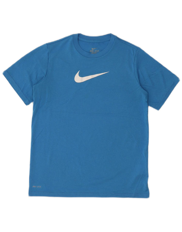 Nike Womens Dri Fit Graphic T-Shirt Top UK 14 Large Blue Polyester