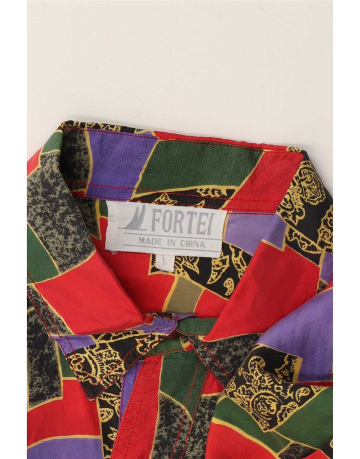 Vintage Mens Abstract Pattern Short Sleeve Shirt Large Multicoloured
