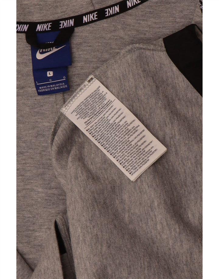 Nike Mens Zip Hoodie Sweater Large Grey Colourblock Cotton