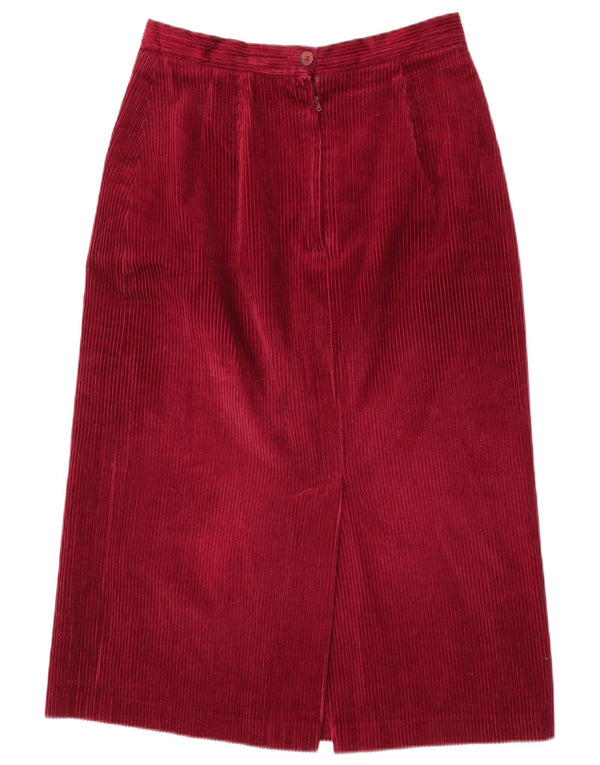 Vintage Womens Corduroy Skirt UK 14 Medium W28 Burgundy Cotton