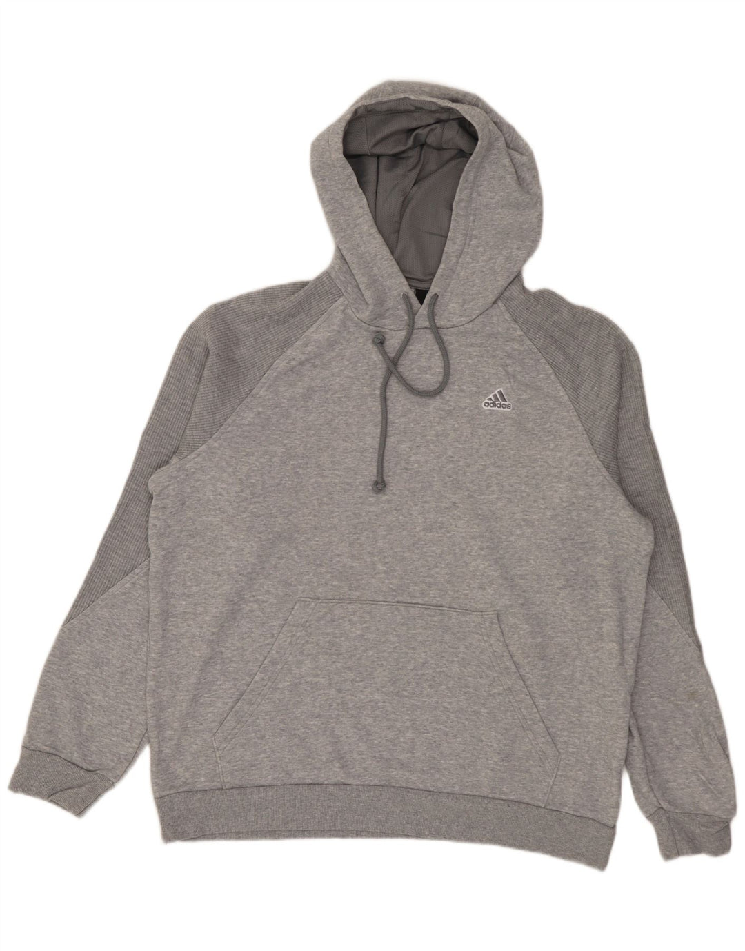 Adidas Mens Hoodie Jumper Medium Grey Flecked Cotton