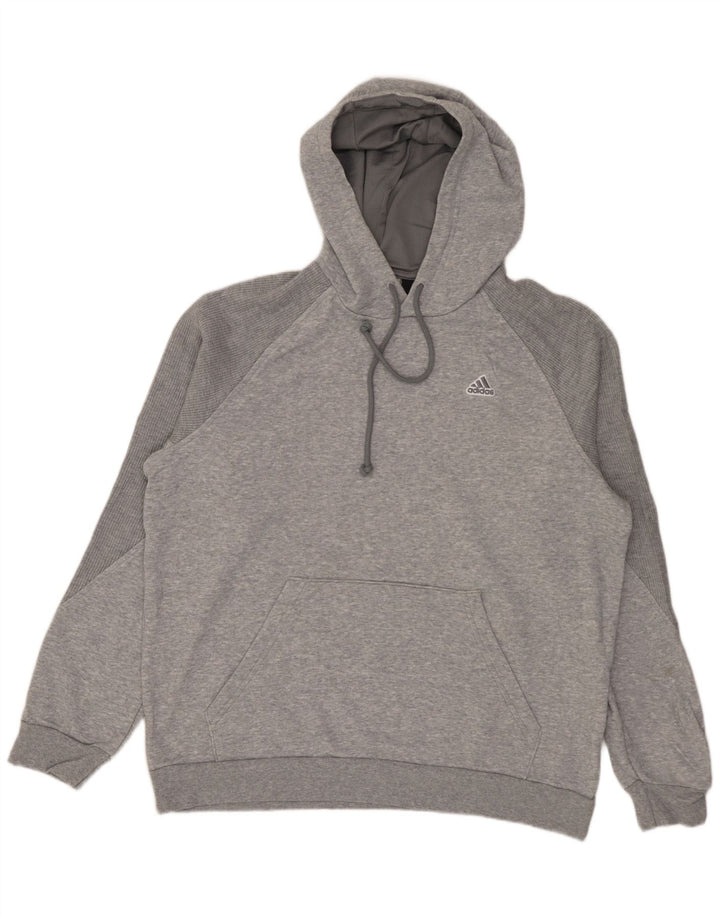 Adidas Mens Hoodie Jumper Medium Grey Flecked Cotton
