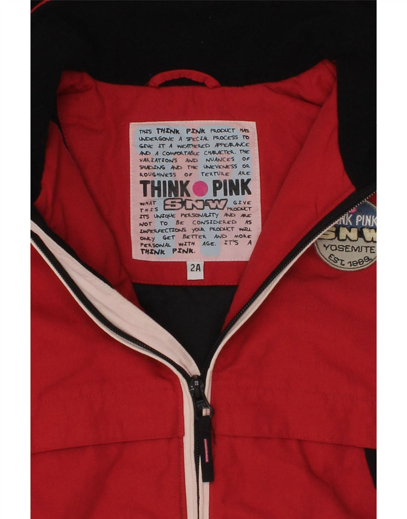 THINK PINK Baby Boys Hooded Padded Jacket 18-24 Months Red Colourblock | Vintage Think Pink | Thrift | Second-Hand Think Pink | Used Clothing | Messina Hembry 