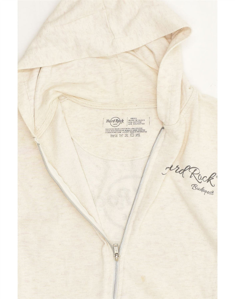 HARD ROCK CAFE Womens Budapest Zip Hoodie Sweater UK 10 Small Off White | Vintage Hard Rock Cafe | Thrift | Second-Hand Hard Rock Cafe | Used Clothing | Messina Hembry 