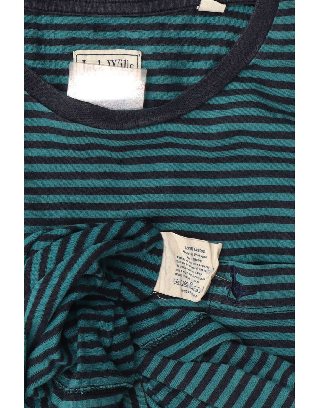 Jack Wills Mens T-Shirt Top Medium Blue Pinstripe Cotton