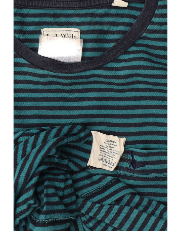Jack Wills Mens T-Shirt Top Medium Blue Pinstripe Cotton