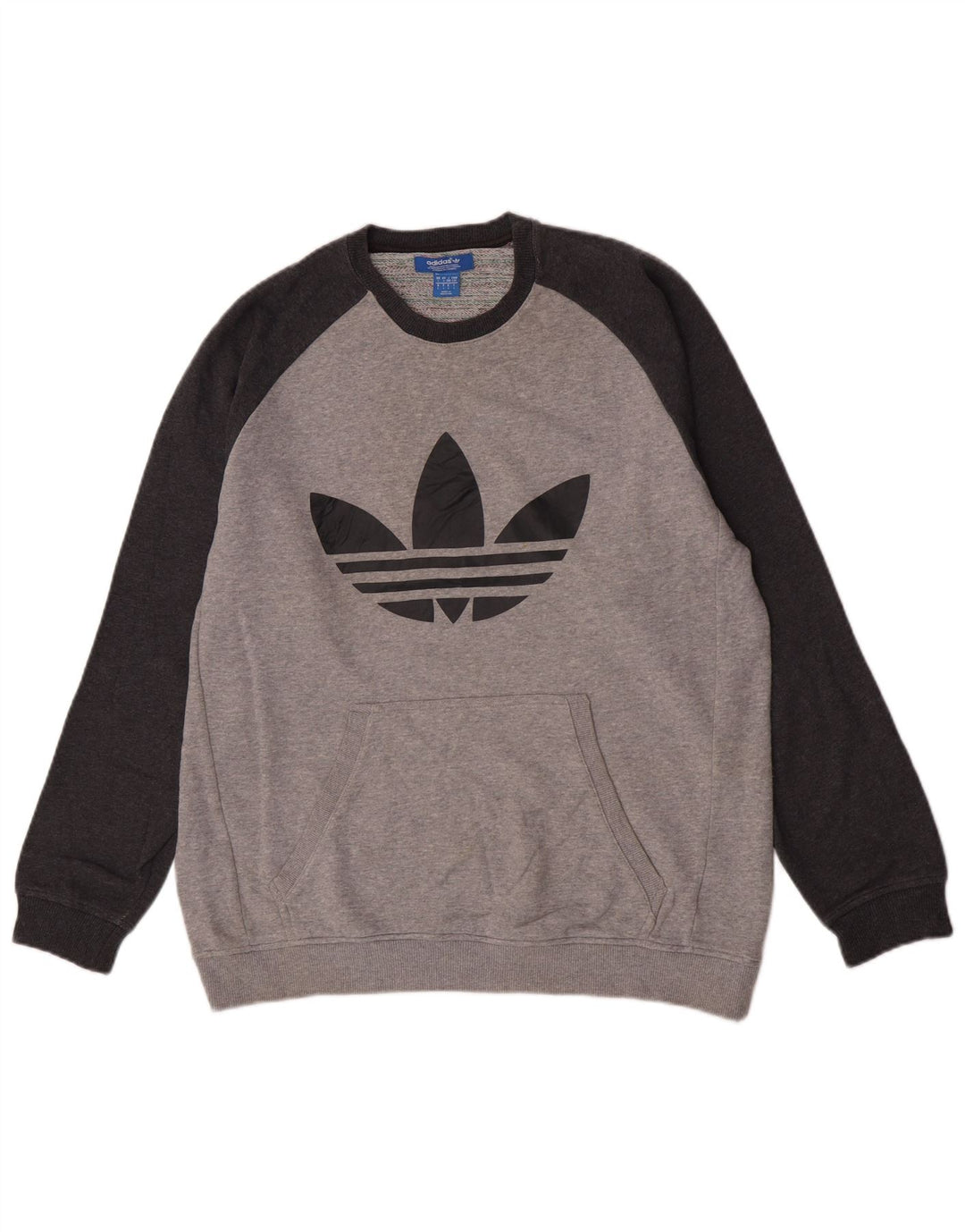 Adidas Mens Graphic Sweatshirt Jumper Large Grey Colourblock Cotton