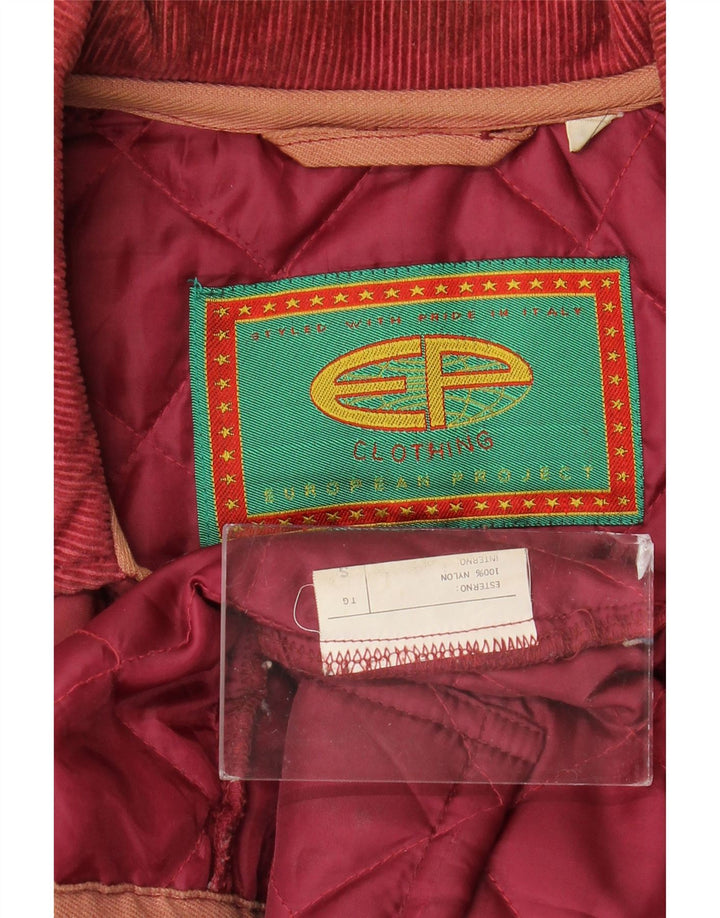 Vintage Mens Quilted Jacket UK 36 Small Burgundy Nylon