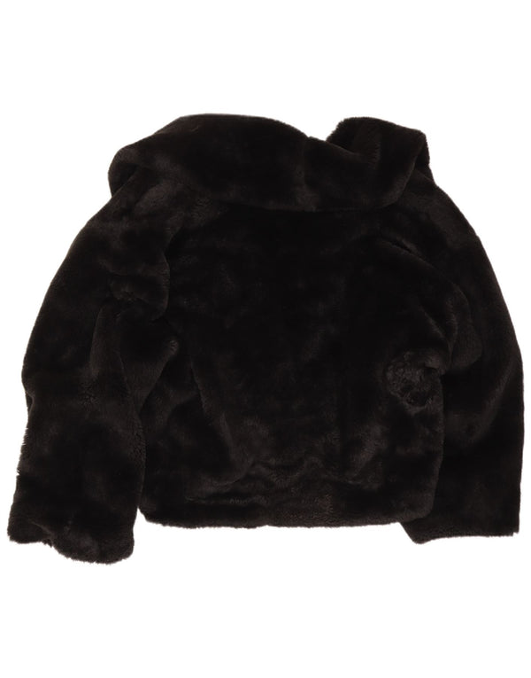 Vintage Womens Oversized Faux Fur Jacket UK 16 Large Black
