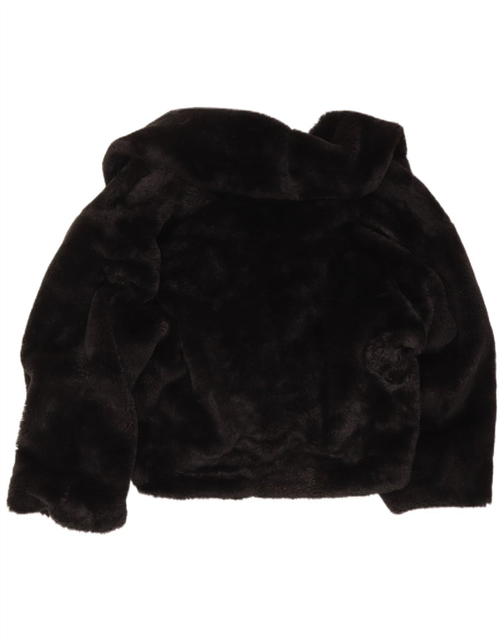 Vintage Womens Oversized Faux Fur Jacket UK 16 Large Black