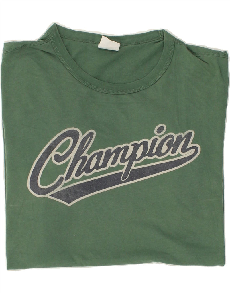 CHAMPION Mens Graphic T-Shirt Top XL Green Cotton | Vintage Champion | Thrift | Second-Hand Champion | Used Clothing | Messina Hembry 