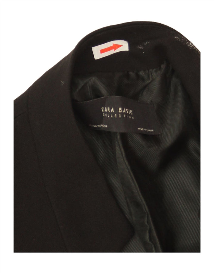 Zara Womens Longline Blazer Jacket UK 6 XS Black Polyester
