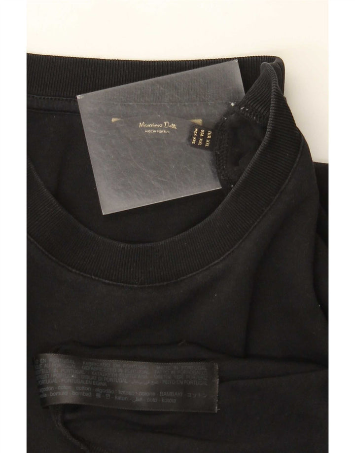 Massimo Dutti Mens T-Shirt Top 2XL Black Cotton