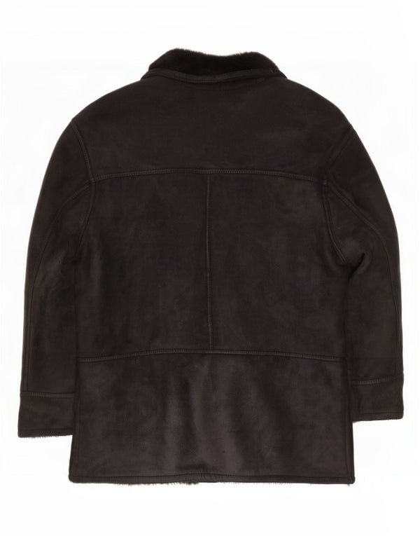 Vintage Mens Shearling Jacket UK 42 XL Black