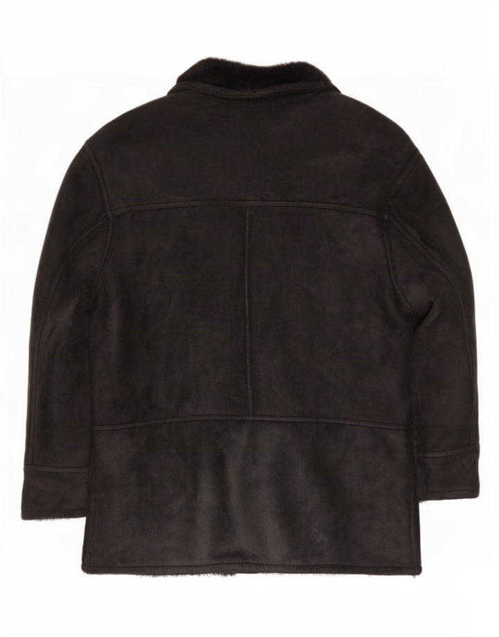 Vintage Mens Shearling Jacket UK 42 XL Black