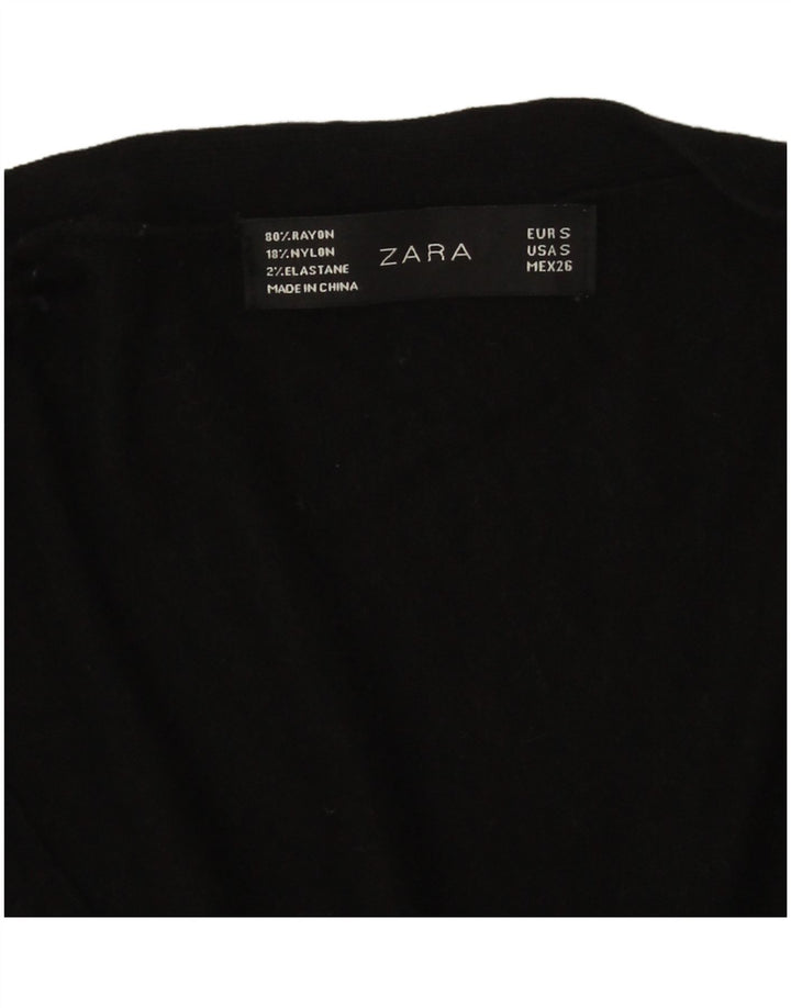 Zara Womens Cardigan Sweater UK 10 Small Black Rayon