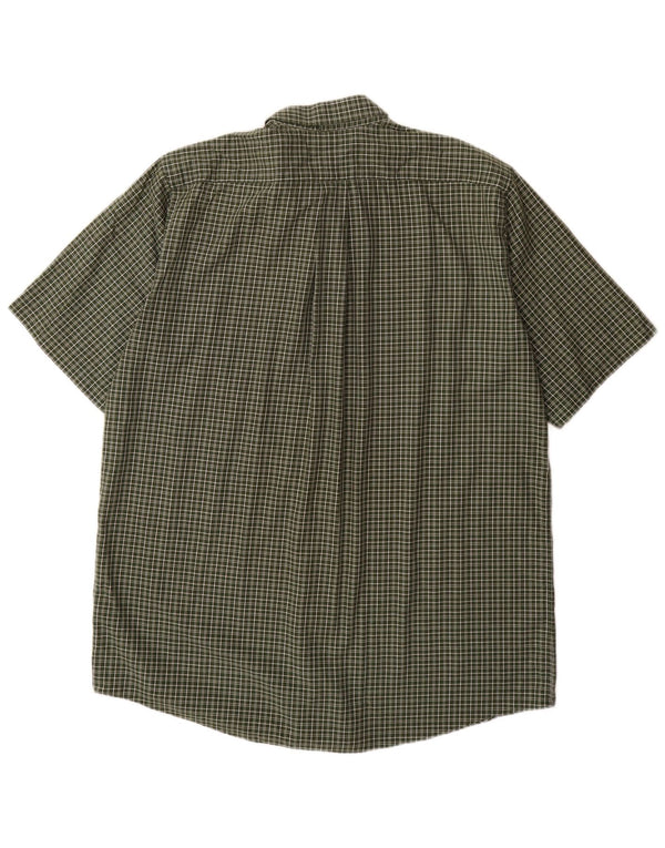 L.L.BEAN Mens Tall Short Sleeve Shirt Large Khaki Check Cotton