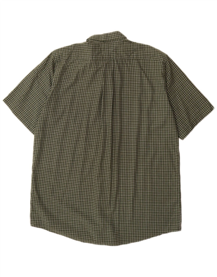 L.L.BEAN Mens Tall Short Sleeve Shirt Large Khaki Check Cotton