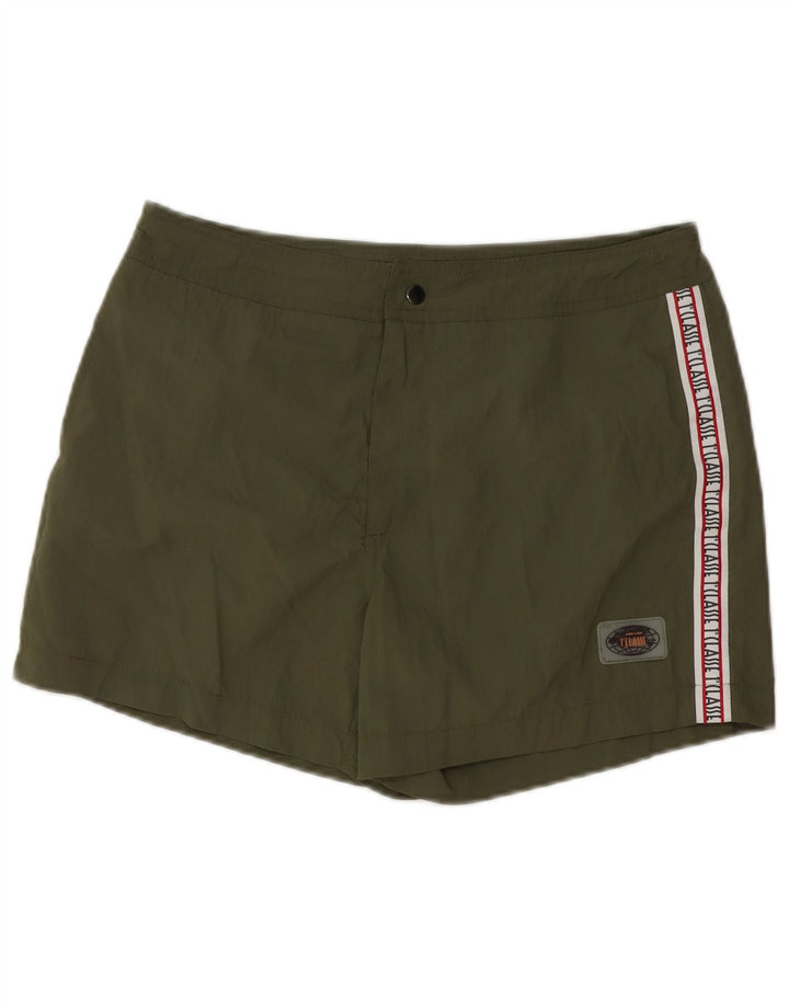 ALVIERO MARTINI Mens Graphic Swimming Shorts Medium  Khaki Polyamide
