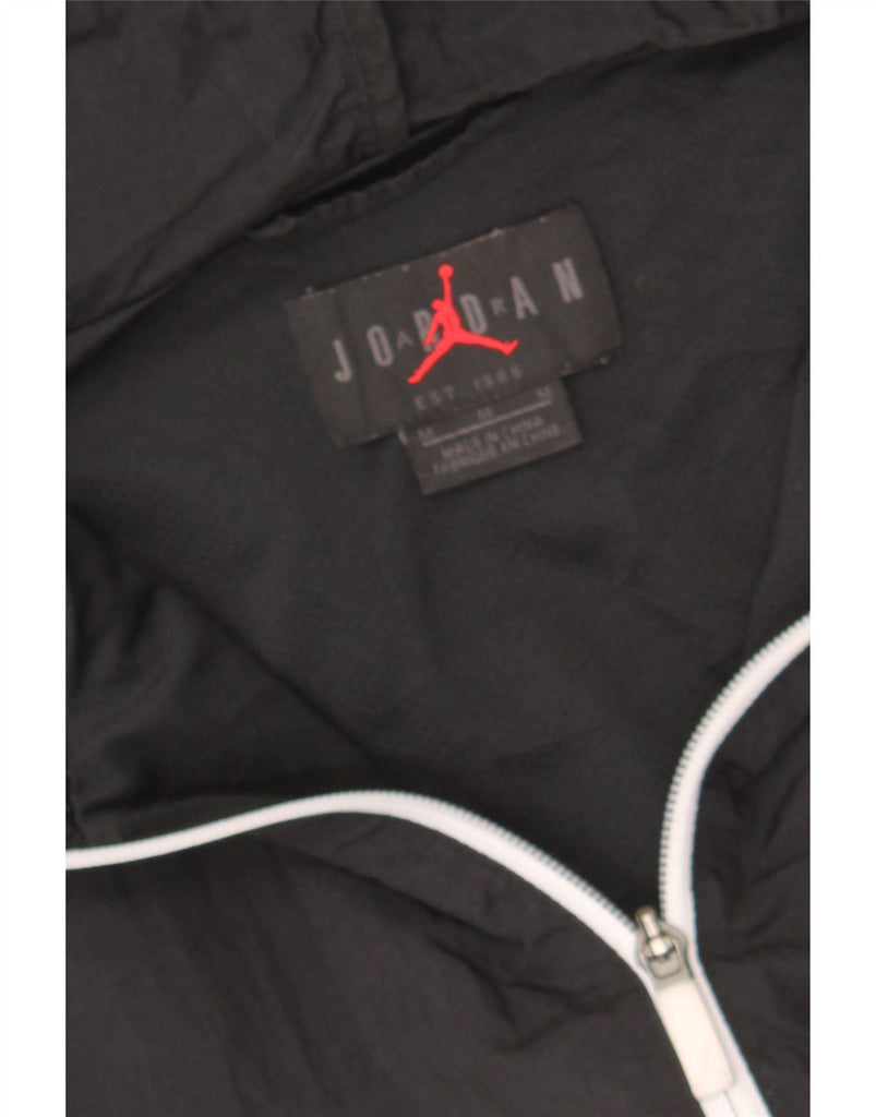JORDAN Mens Graphic Hooded Rain Jacket UK 38 Medium Black Spotted Nylon Vintage Jordan and Second-Hand Jordan from Messina Hembry 
