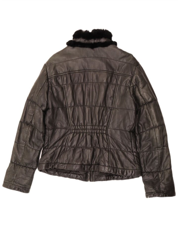Bata and More Womens Leather Jacket IT 48 XL Grey Leather