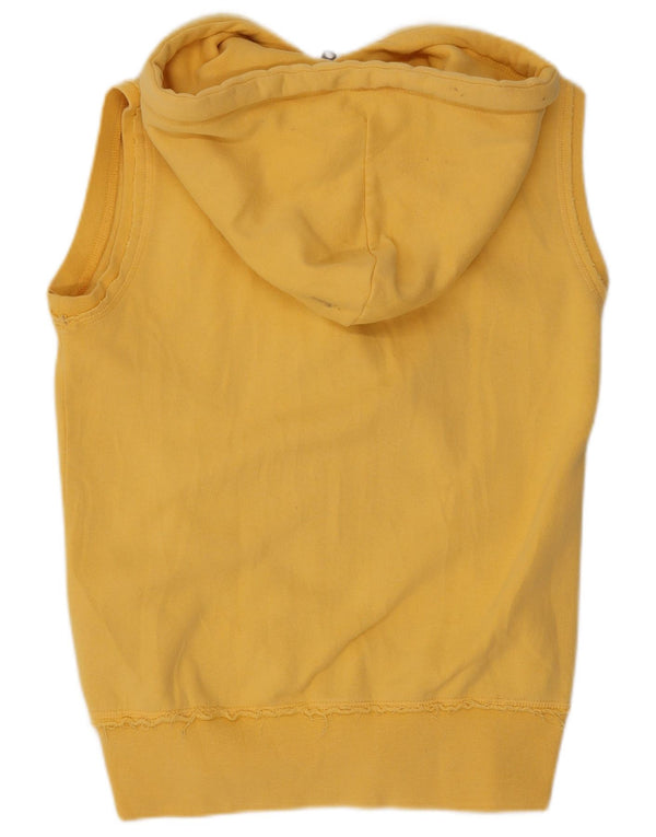 Puma Womens Graphic Sleeveless Zip Hoodie Sweater UK 8 Small Yellow Cotton