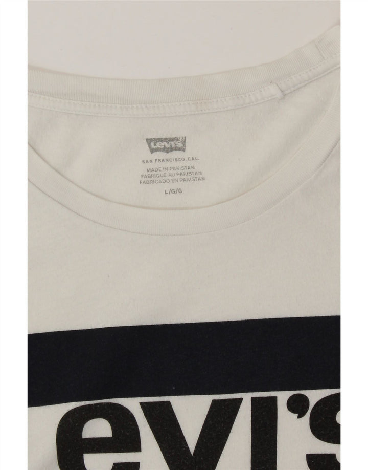 LEVI'S Womens Graphic T-Shirt Top UK 16 Large White