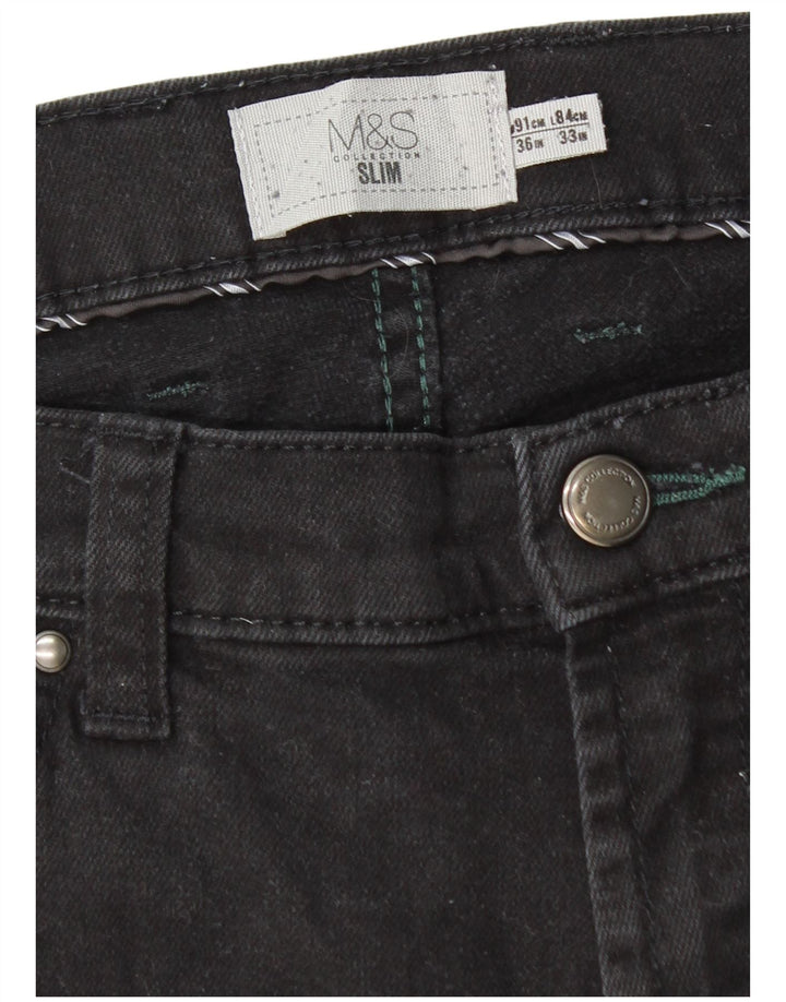 Marks & Spencer Mens Slim Jeans W36 L33 Black Cotton