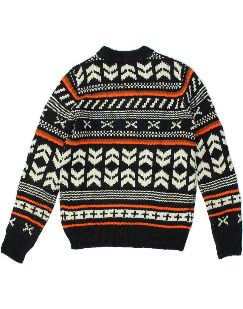 JACK & JONES Mens Crew Neck Jumper Sweater Small Black Fair Isle Cotton | Vintage Jack & Jones | Thrift | Second-Hand Jack & Jones | Used Clothing | Messina Hembry 