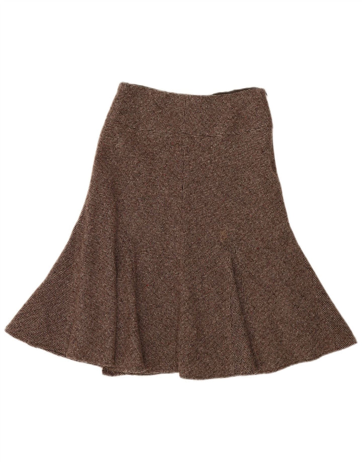 Hobbs Womens Trumpet Skirt UK 12 Medium W29 Brown Herringbone Wool