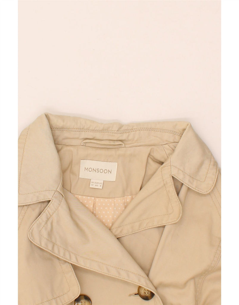 MONSOON Womens Trench Coat UK 12 Medium Beige Cotton Vintage Monsoon and Second-Hand Monsoon from Messina Hembry 