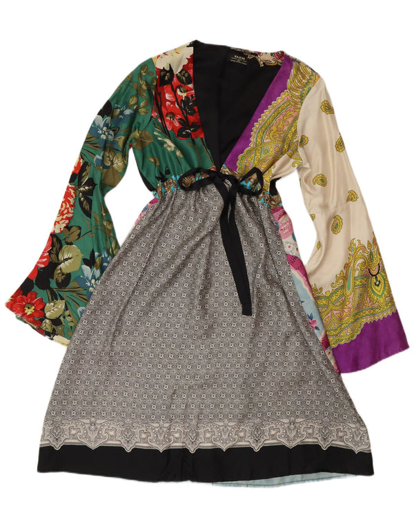 Vintage Womens Long Sleeve A-Line Dress IT 40 Medium Multicoloured
