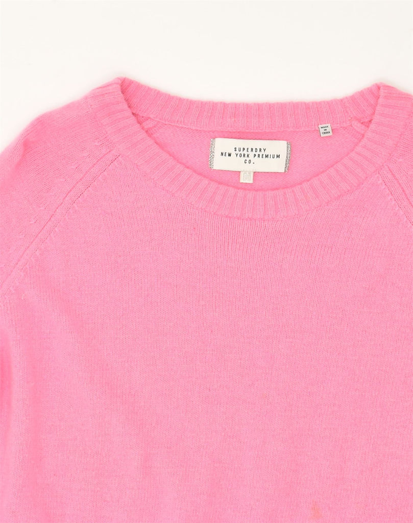 SUPERDRY Womens Boat Neck Jumper Sweater UK 12 Medium Pink Nylon | Vintage Superdry | Thrift | Second-Hand Superdry | Used Clothing | Messina Hembry 