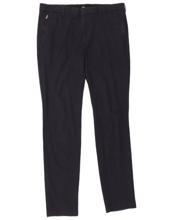 HUGO BOSS Mens Travel Slim Chino Trousers IT 48 Medium W34 L32 Navy Blue