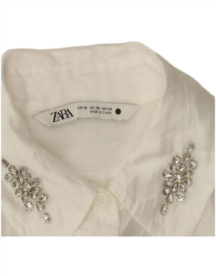 ZARA Womens Oversized Shirt Blouse UK 6 XS White