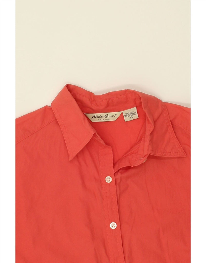 EDDIE BAUER Womens Oversized Shirt UK 6 XS Red Cotton | Vintage Eddie Bauer | Thrift | Second-Hand Eddie Bauer | Used Clothing | Messina Hembry 