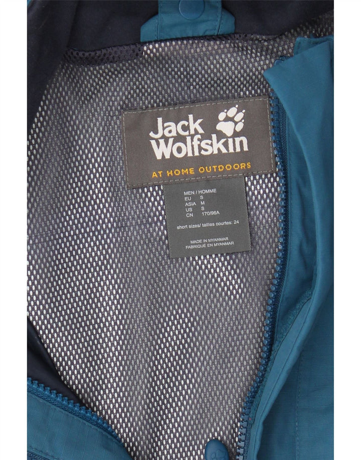 JACK WOLFSKIN Mens Hooded Windbreaker Jacket UK 36 Small Blue Polyamide Vintage Jack Wolfskin and Second-Hand Jack Wolfskin from Messina Hembry 