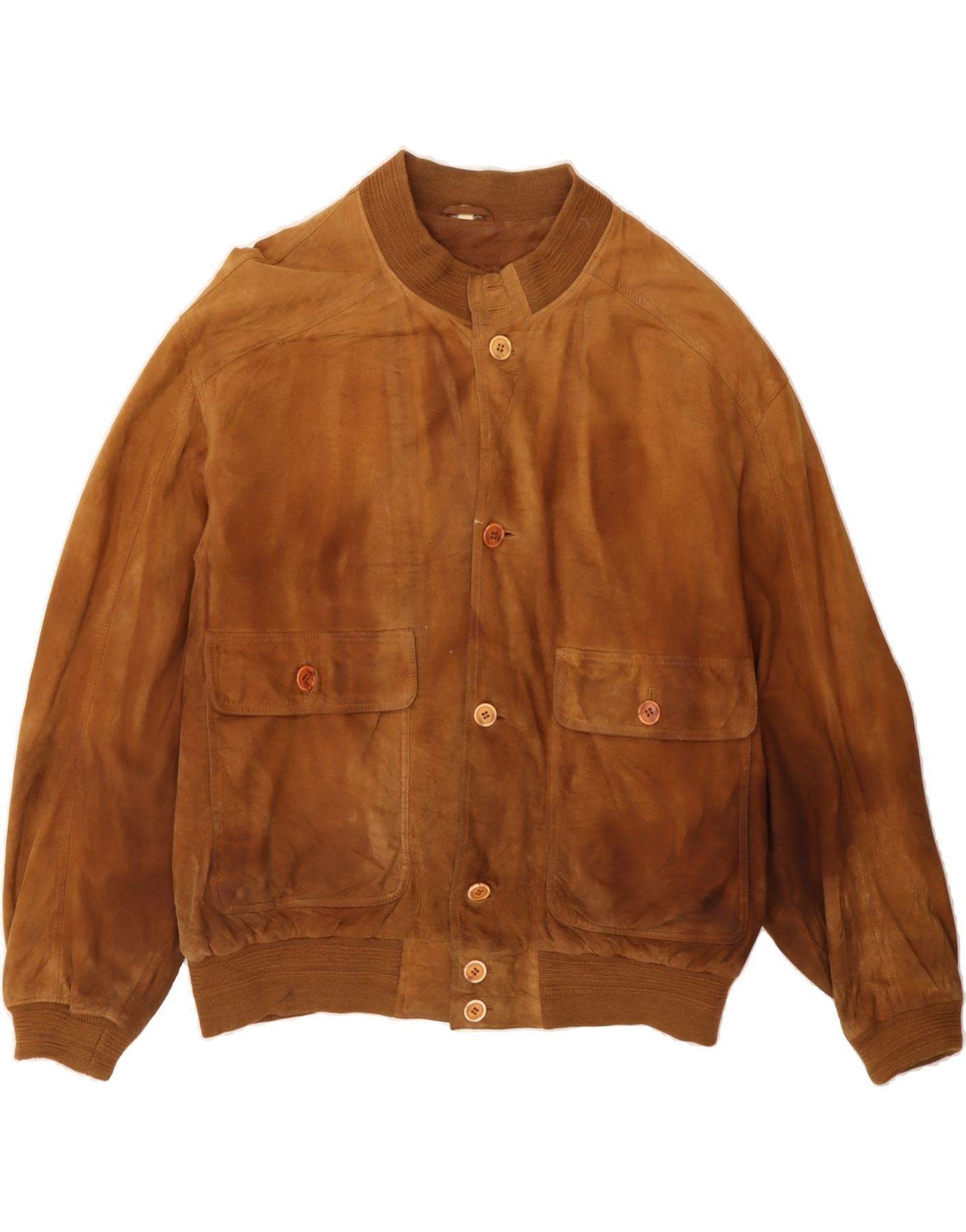 VINTAGE Mens Suede Bomber Jacket UK 42 XL Brown Vintage Second