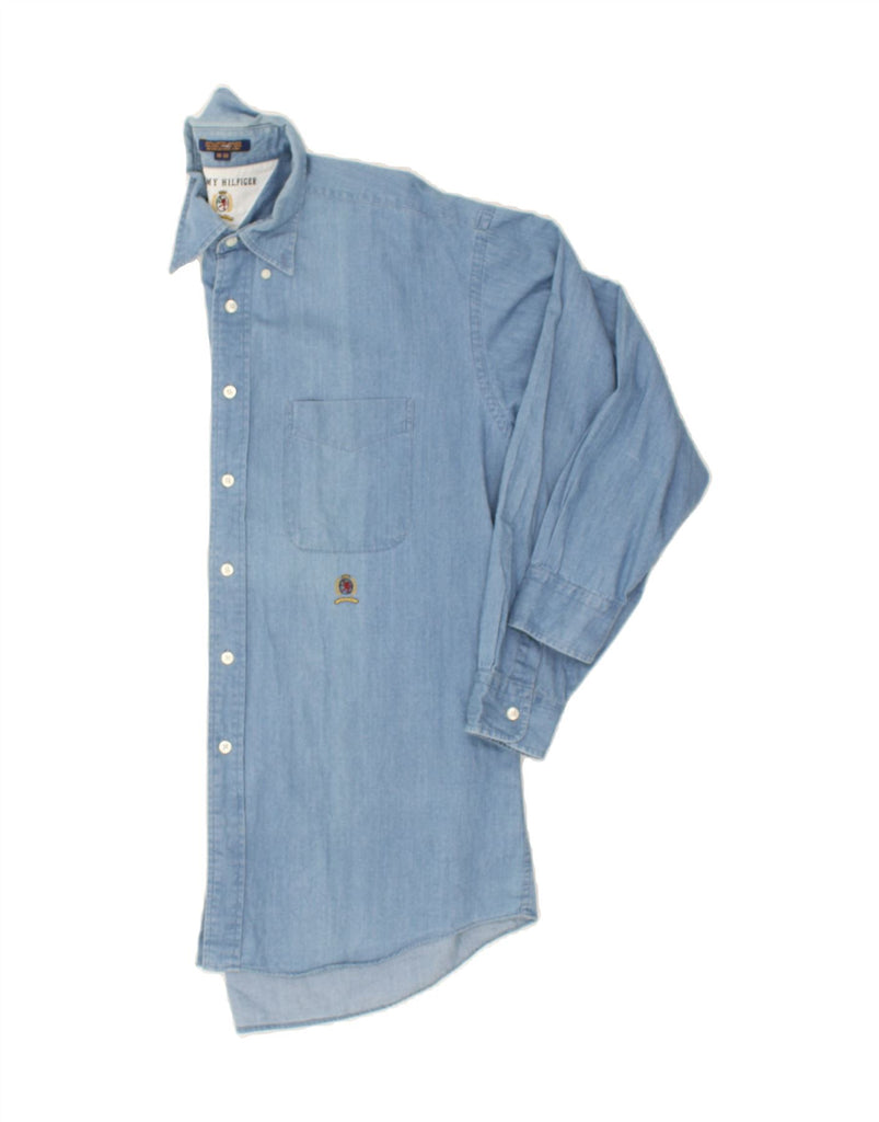 TOMMY HILFIGER Mens Denim Shirt Size 16 Large Blue Cotton | Vintage Tommy Hilfiger | Thrift | Second-Hand Tommy Hilfiger | Used Clothing | Messina Hembry 