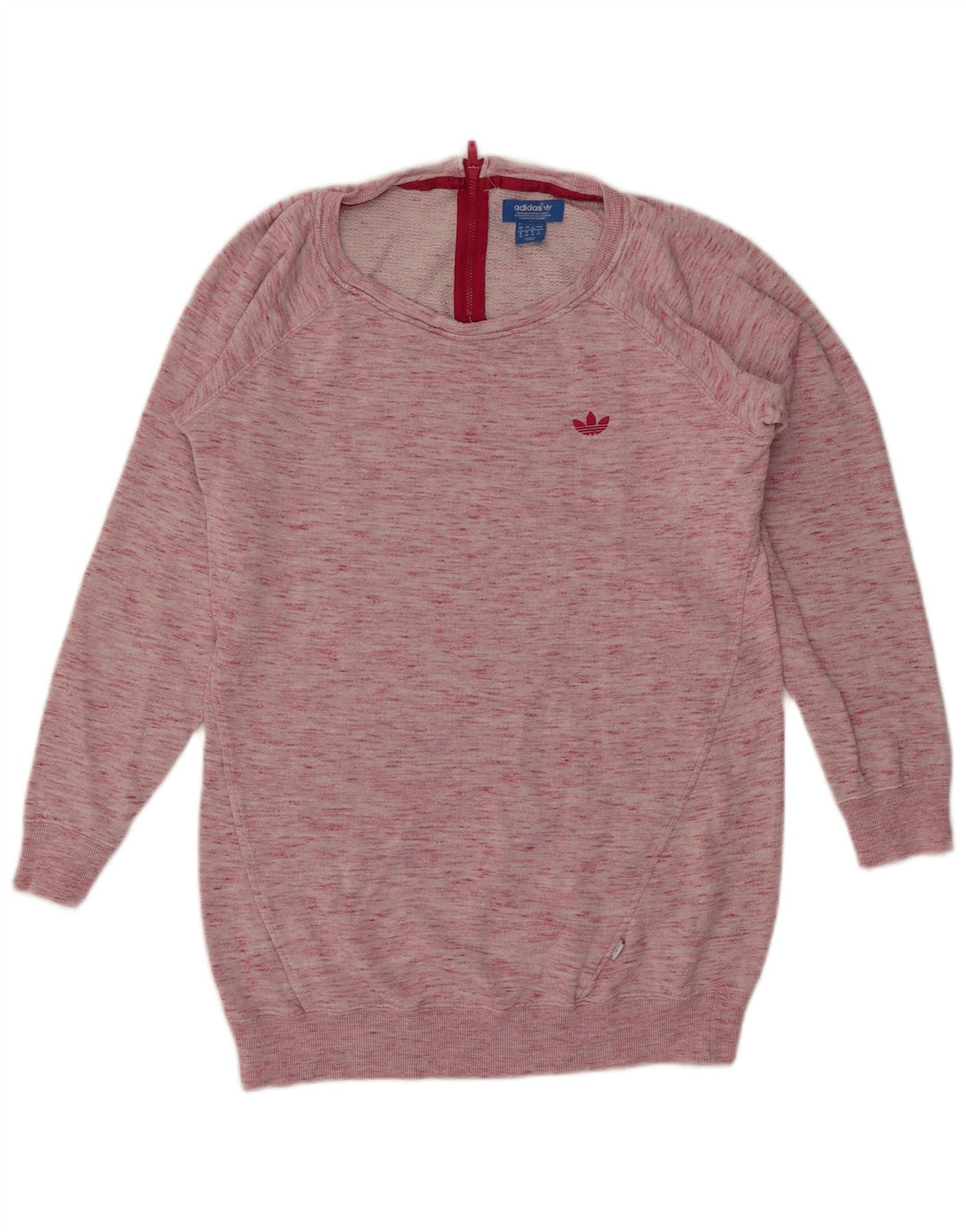 Adidas Womens Sweatshirt Jumper UK 12 Medium Pink Flecked Cotton
