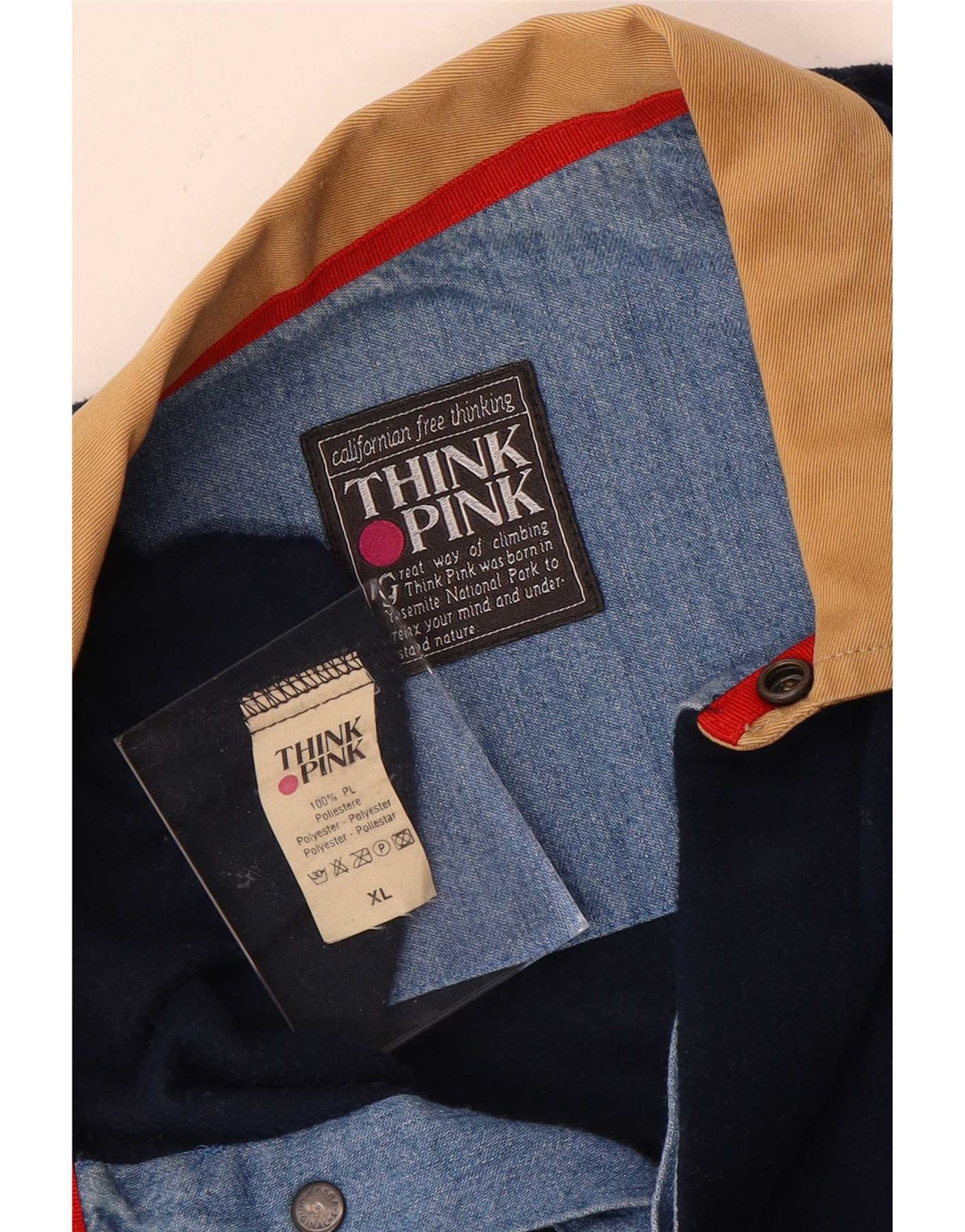 Think Pink Mens Polo Neck Fleece Jumper XL Navy Blue Polyester