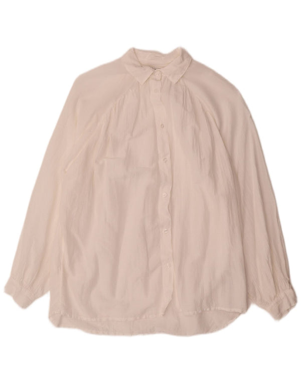 PEPE Jeans Womens Oversized Shirt UK 14 Medium White Cotton