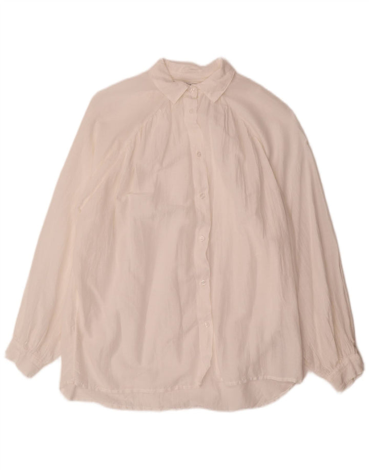 PEPE Jeans Womens Oversized Shirt UK 14 Medium White Cotton