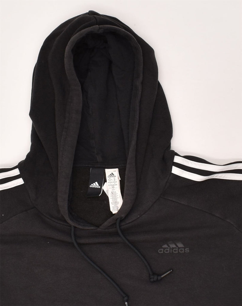 ADIDAS Womens Hoodie Jumper UK 14 Medium Black Cotton | Vintage Adidas | Thrift | Second-Hand Adidas | Used Clothing | Messina Hembry 