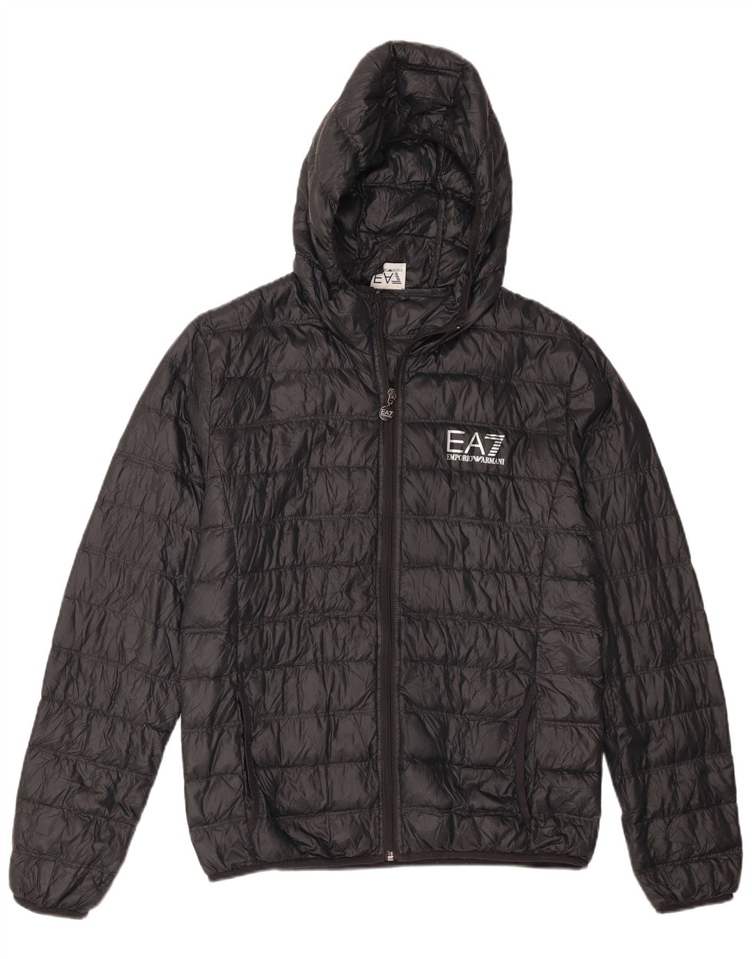 Emporio Armani Mens Hooded Padded Jacket UK 38 Medium Black Polyamide