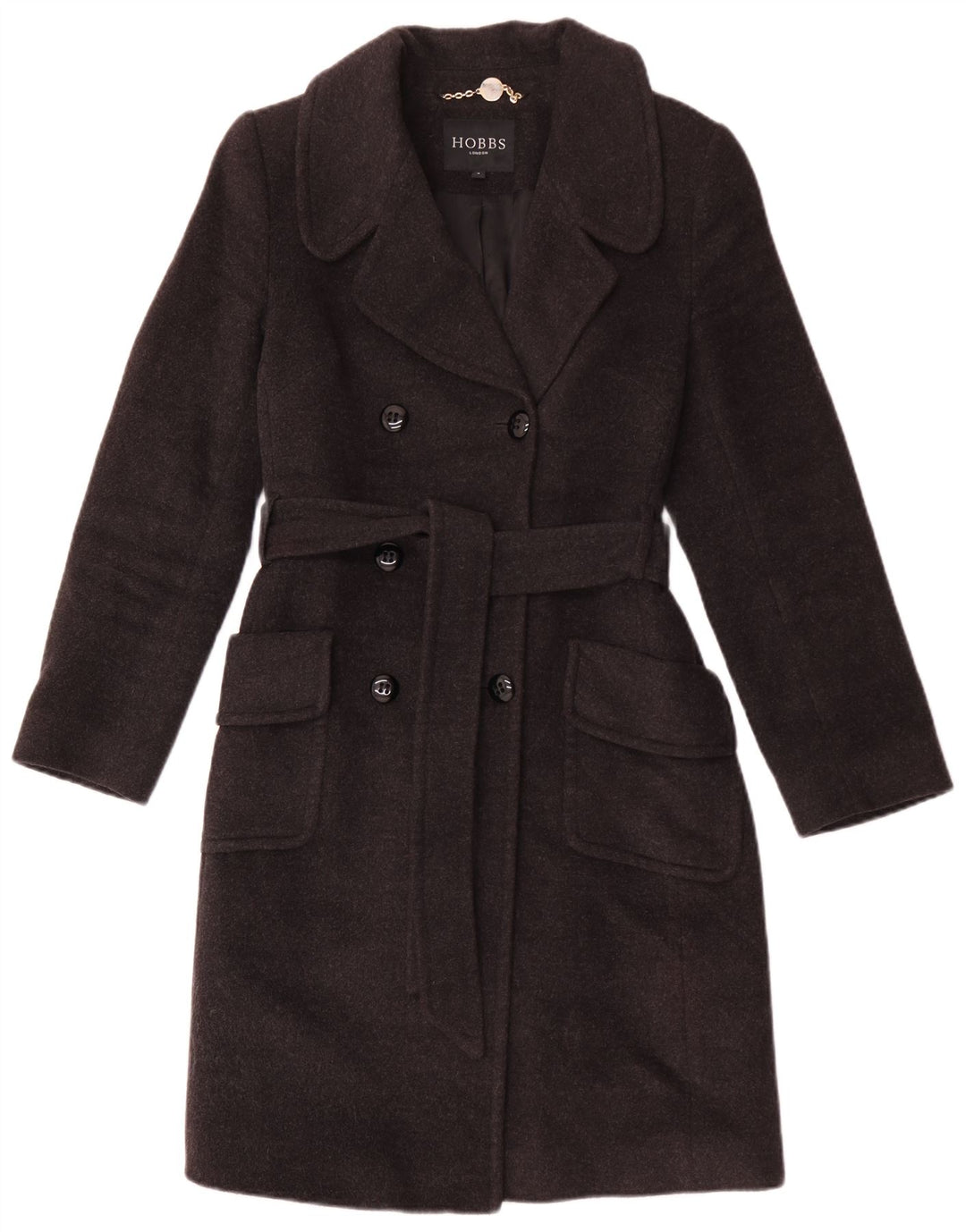 Hobbs Womens Double Breasted Coat UK 8 Small Grey Wool